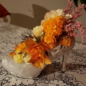 Decorative Shoe with Bling and Flowers.